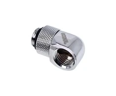 Alphacool Eiszapfen Adapteris 90 Degree G1/4 Inch Male to G1/4 Inch Female – Rotatable, Chrome Sidabrinis