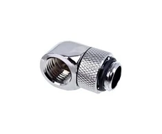 Alphacool Eiszapfen Adapteris 90 Degree G1/4 Inch Male to G1/4 Inch Female – Rotatable, Chrome Sidabrinis
