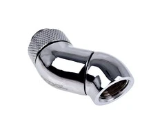 Alphacool Eiszapfen Winkeladapter 45 Grad doppel drehbar G1/4 AG auf G1/4 IG – chrome