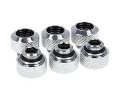 „Alphacool Eiszapfen“ 13 mm kieto vamzdžio suspaudimo jungtis G1/4, 6 vnt. pakuotė – chromuota