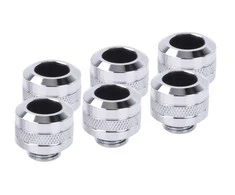 Alphacool Eiszapfen Pro fitting 13mm hard tube G1/4, 6-Pack – chrome