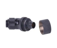 „Alphacool HF“ jungtis, 45 laipsnių, G1/4 colio vidinis sriegis, 16/10 mm, pasukama, juoda
