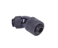 „Alphacool HF“ jungtis, 45 laipsnių, G1/4 colio vidinis sriegis, 16/10 mm, pasukama, juoda