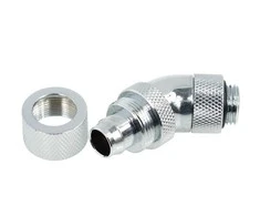 Alphacool HF Connection 45 Degree G1/4 Inch Female Thread to 13/10mm – Rotatable, Chrome Sidabrinis