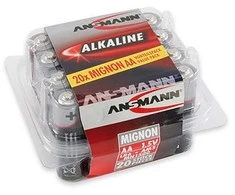 1x20 Ansmann Alkaline Mignon AA LR 6 raudonų linijų dėžutė
