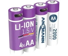 Ansmann ANSMANN 1312-0036 Li-Ion įkraunamos baterijos Mignon AA tipo 2000 (min. 1800 mAh) 4 pakuočių dėžutė