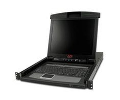 Konsolė KVM APC APC 43,18 cm 17 colių stovo LCD konsolė JAV klaviatūra su 8 prievadų analoginiu KVM jungikliu (AP5808)