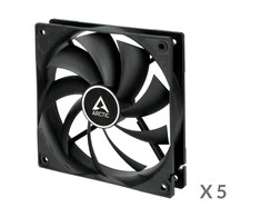 Arctic Cooling ARCTIC F12, 3-pin, 120mm, korpuso ventiliatoriai, juodi, 5 vnt.