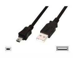 Assmann Electronic DIGITUS USB2.0 kabelis USB A auf USB mini B 5pin M/M smėlio spalvos 2m masinis