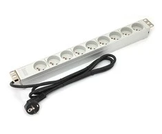 Assmann Electronic DIGITUS A-19-STRIP-3-IMP PDU išėjimo juosta 19 RACK 9xType E 1,8 m laidas su Schuko aliuminio