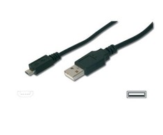 Digitus Assmann Electronic ASSMANN USB 2.0 jungties kabelis tipas A - micro B M/M 3.0m USB 2.0 conform bl