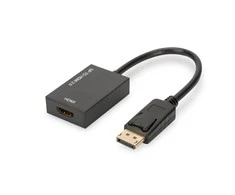 Assmann Electronic ASSMANN DisplayPort adapterio kabelis DP - HDMI tipas A M/F 0,2 m su blokavimu HDMI Ver. 2.0 aktyvus CE auksinis bl