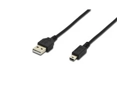 Assmann Electronic ASSMANN USB 2.0 prijungimo kabelis tipas A - mini B 5pin M/M 1.8m USB 2.0 atitinka UL bl