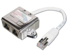 Assmann Electronic Assmann elektroninis ASSMANN T adapteris RJ45 CAT5e 19cm 1xRJ45 M iki 2xRJ45 F masinis