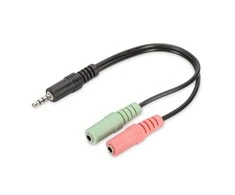 ASSMANN 3,5 mm 4 kontaktų M iki 2 x 3,5 mm 3 kontaktų F GARSO adapteris 0,2 m, AK-510301-002-S