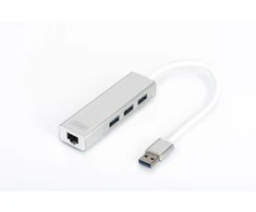 Assmann Electronic DIGITUS USB3.0 3 prievadų HUB &amp; GLAN adapteriai 3xUSB A/F 1xUSB A/M 1xRJ45 LAN
