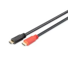 Assmann Electronic DIGITUS HDMI didelės spartos A tipo jungties kabelis su stiprintuvu. M/M 10.0m Full HD CE auksinis bl