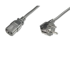 Assmann Electronic Skaitmenas | Maitinimo laido kabelis | Maitinimo laidas, Schuko (CEE 7/7) 90ø kampinis - C13 M/F, H05VV-F3G 0,75qmm | Juodas