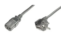 Assmann Electronic Skaitmenas | Maitinimo laido kabelis | Maitinimo laidas, Schuko (CEE 7/7) 90ø kampinis - C13 M/F, H05VV-F3G 0,75qmm | Juodas