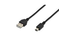 Assmann Electronic ASSMANN USB 2.0 prijungimo kabelis tipas A - mini B 5pin M/M 1.8m USB 2.0 atitinka UL bl