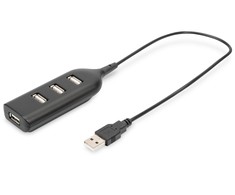 Digitus Skaitmenas | USB 2.0 šakotuvas, 4 prievadų, maitinamas iš magistralės 4 X USB A/F AT prijungtas kabelis | AB-50001-1 | USB 2.0 šakotuvas