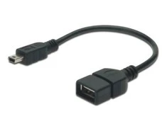 Assmann Electronic ASSMANN USB 2.0 adapterio kabelis OTG tipo mini B - A M/F 0.2m USB 2.0 atitinka bl