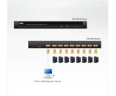 Aten | 8 prievadų PS/2-USB VGA KVM komutatorius | CS1308