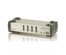 ATEN CS1734B-A7-G ATEN CS1734B 4 prievadų USB 2.0 KVMP jungiklis OSD, 4x USB kabeliai, 2 prievadų šakotuvas, garsas