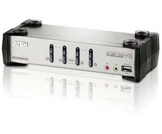 ATEN CS1734B-A7-G ATEN CS1734B 4 prievadų USB 2.0 KVMP jungiklis OSD, 4x USB kabeliai, 2 prievadų šakotuvas, garsas