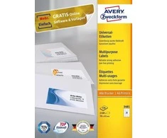 Lipnios etiketės Avery Zweckform, A4, 70x41mm, 21 etiketė lape, 100 lapų, baltos spalvos