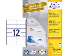 Lipnios etiketės Avery Zweckform, A4, 97x42,3mm, 12 etikečių lape, 100 lapų, baltos spalvos