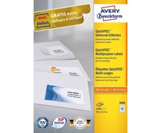 Lipnios etiketės Avery Zweckform, A4, 38x21.2mm, 65 etiketes lape, 100 lapų, baltos spalvos