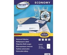 Lipnios etiketės Avery Europe, A4, 210x297mm, 1 etiketė lape, 100 lapų, baltos spalvos