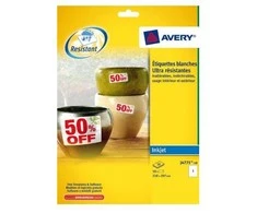 Avery Heavy Duty vandeniui atsparios etiketės, 210 x 297 mm, balta, spausdintuvui, 10 vnt