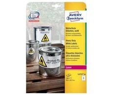 Lipnios etiketės Avery Zweckform, A4, atsparios drėgmei, 99.1x67.7mm, 8 etiketės lape, 20 lapų, baltos spalvos