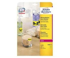Lipnios etiketės Avery Zweckform, A4, 63.5x29.6mm, 25 lapai, neoninės geltonos spalvos