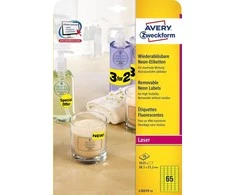 „Avery Zweckform Gelton“ neoninės etiketės, 38,1 x 21,2 mm (L7651Y-25)