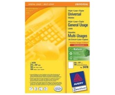 Lipnios etiketės Avery Zweckform, A4, 210x297mm, 1 etiketė lape, be rėmelio, 100 lapų, baltos spalvos