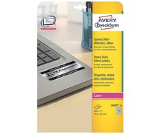 Lipnios etiketės Avery Zweckform, A4, atsparios drėgmei, 45.7x21.2mm, 48 etiketės lape, 20 lapų, sidabrinės spalvos