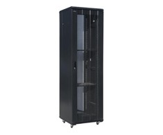 Q Lantec ALAN Cabinet lockable, one-section A-LAN SS-42U-800-1000-02-C (42U, 19', 2050mm / 800mm / 1000 mm, standing, Glass, juodos spalvos)
