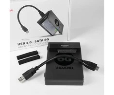 AXAGON ADSA-1S6 USB3.0 – SATA 6G UASP HDD išorinis adapteris, įsk. Byla