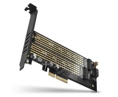 AXAGON PCEM2-D PCI-E 3.0 4x - DUAL M.2 SSD (NVMe + SATA), dual voltage, iki 110mm SSD