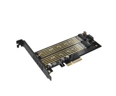 AXAGON PCEM2-D PCI-E 3.0 4x - DUAL M.2 SSD (NVMe + SATA), dual voltage, iki 110mm SSD