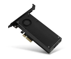 AXAGON PCEM2-DC PCI-E 3.0 4x - DUAL M.2 SSD (NVMe + SATA), dviguba įtampa, iki 110 mm SSD, ventiliatorius + radiatorius