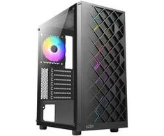 GAMING dėklas AZZA Spectra 280B, su 1xARGB ventiliatoriumi, šoninis langas iš grūdinto stiklo, Be maitinimo šaltinio (apačioje), CSAZ-280B