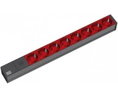 Bachmann 19" lizdų juostelė ALU, 8 krypčių, skirta UPS, 2,0 m, be jungiklio