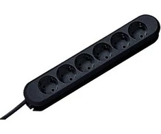 Bachmann lizdų juosta SMART 6 krypčių, juoda 1,5m, be jungiklio