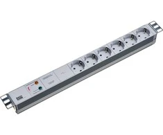 Bachmann 19" lizdo juosta ALU 1U ÜSS, 6 krypčių 35°, pilka, 2,0m, be jungiklio