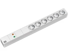 Bachmann 19" lizdo juosta ALU 1U ÜSS, 6 krypčių 35°, pilka, 2,0m, be jungiklio