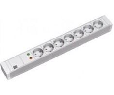 Bachmann 19" lizdo juostelė PVC 1,5U ÜSS, 7 krypčių, pilka 2,0 m, be jungiklio